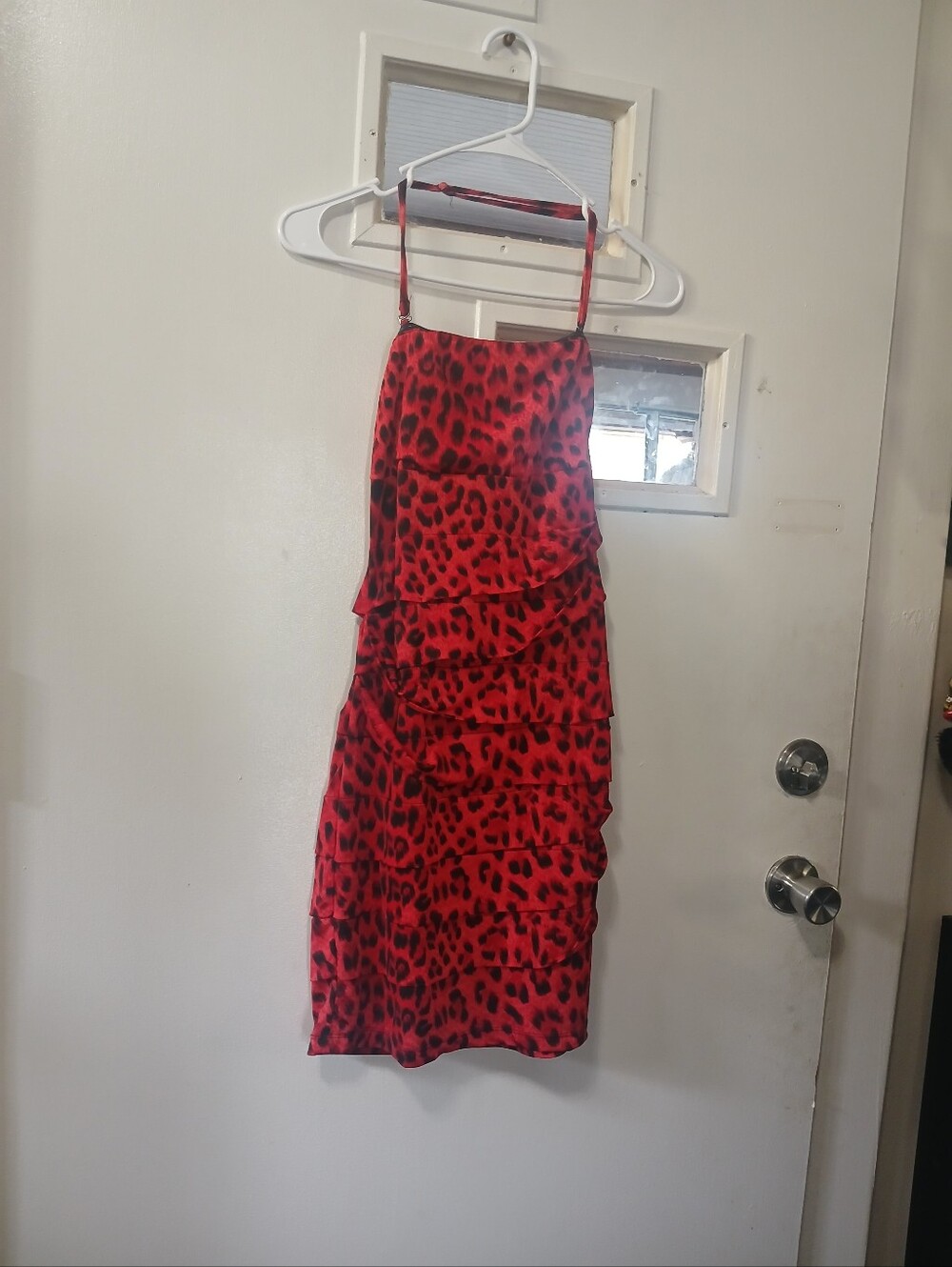 Red Leopard Print Tiered Midi Skirt - Women